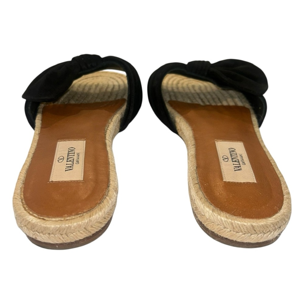 Valentino Suede Bow Vamp Espadrille Flat Slide Sandals, Size 38 - Picture 6 of 7